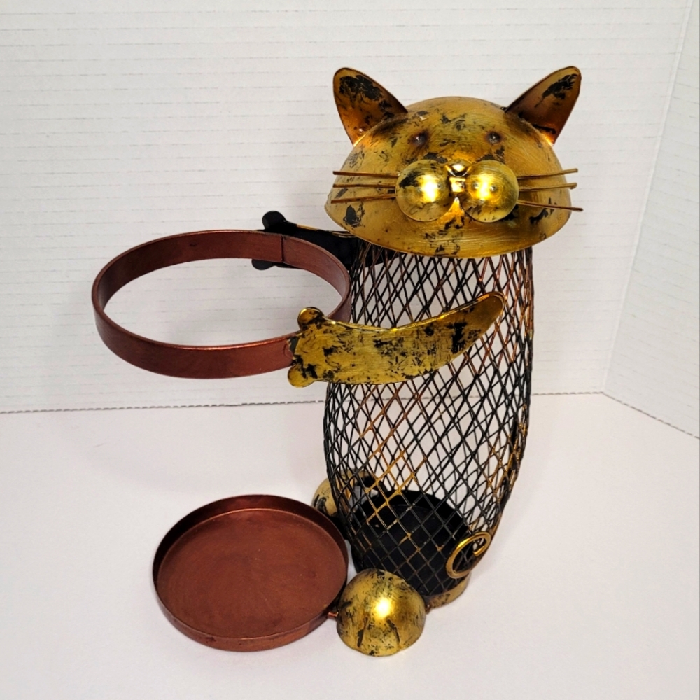 Cute Kitty Cat Wine Bottle Holder with Cork Cage